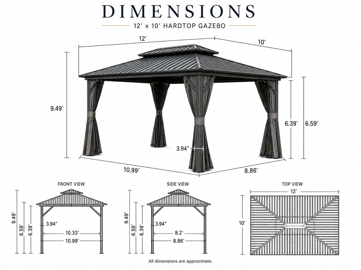 Galvanized Steel Hardtop Gazebo
