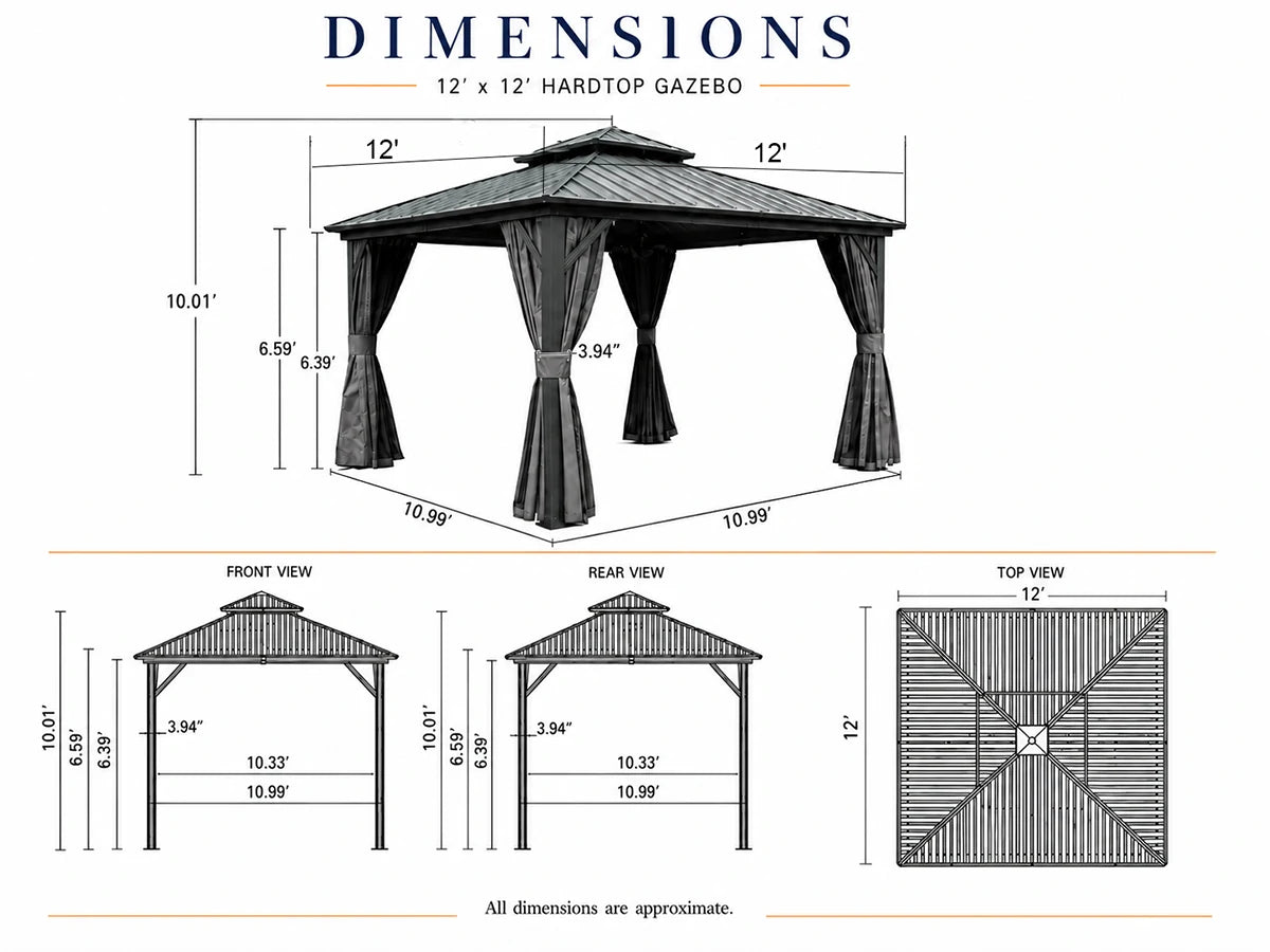 Galvanized Steel Hardtop Gazebo