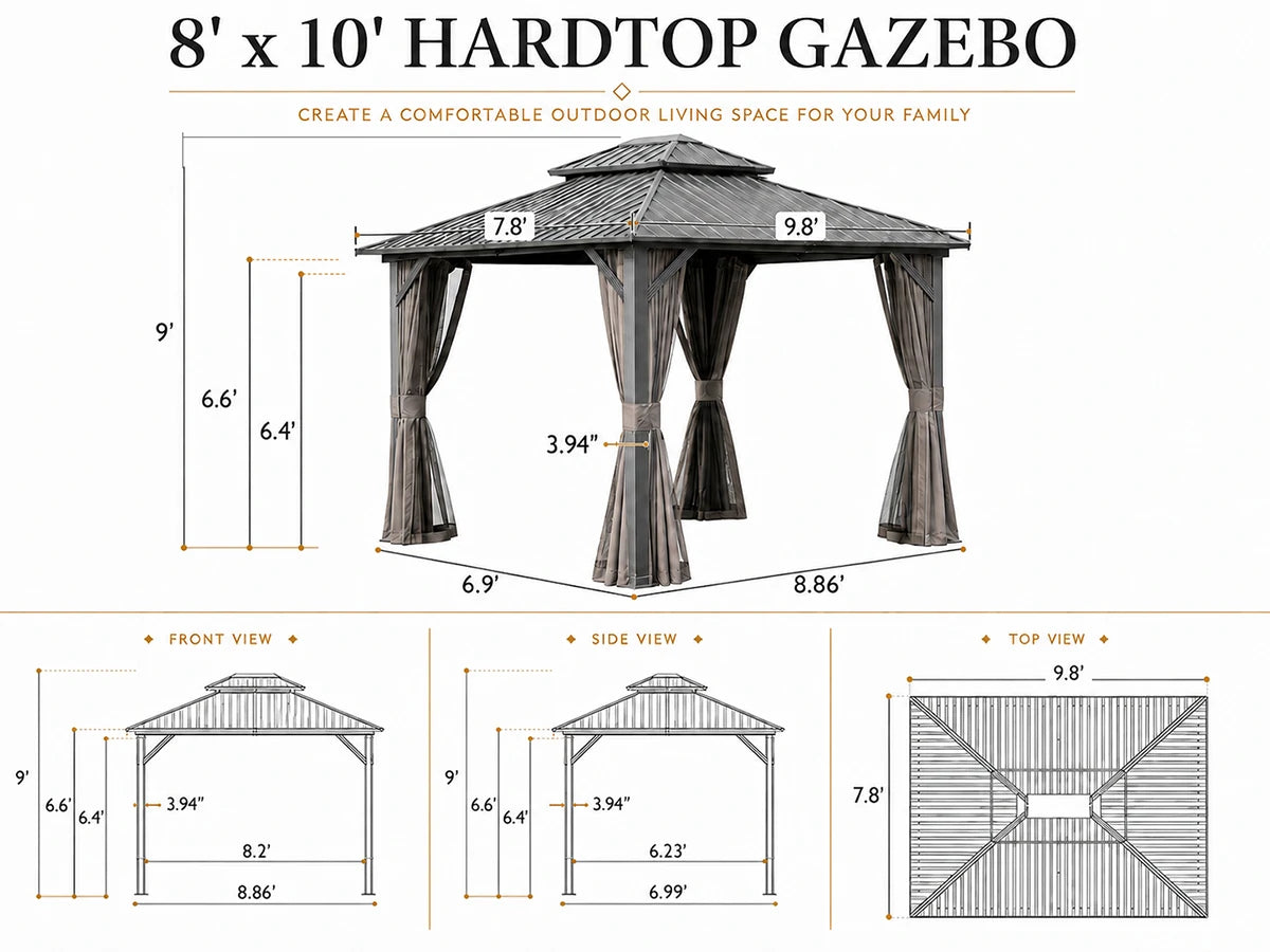 Galvanized Steel Hardtop Gazebo