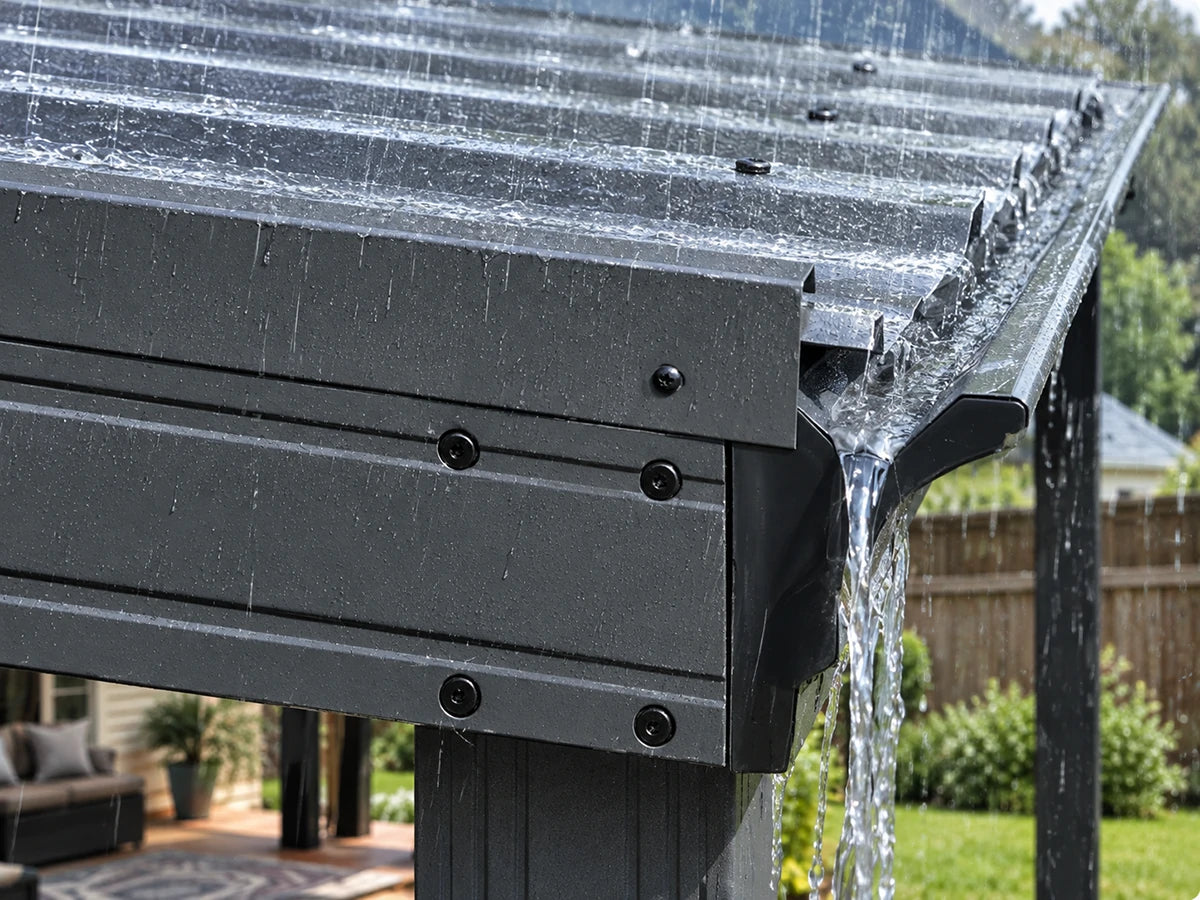 zenya living wall mounted hardtop gazebo with gutters